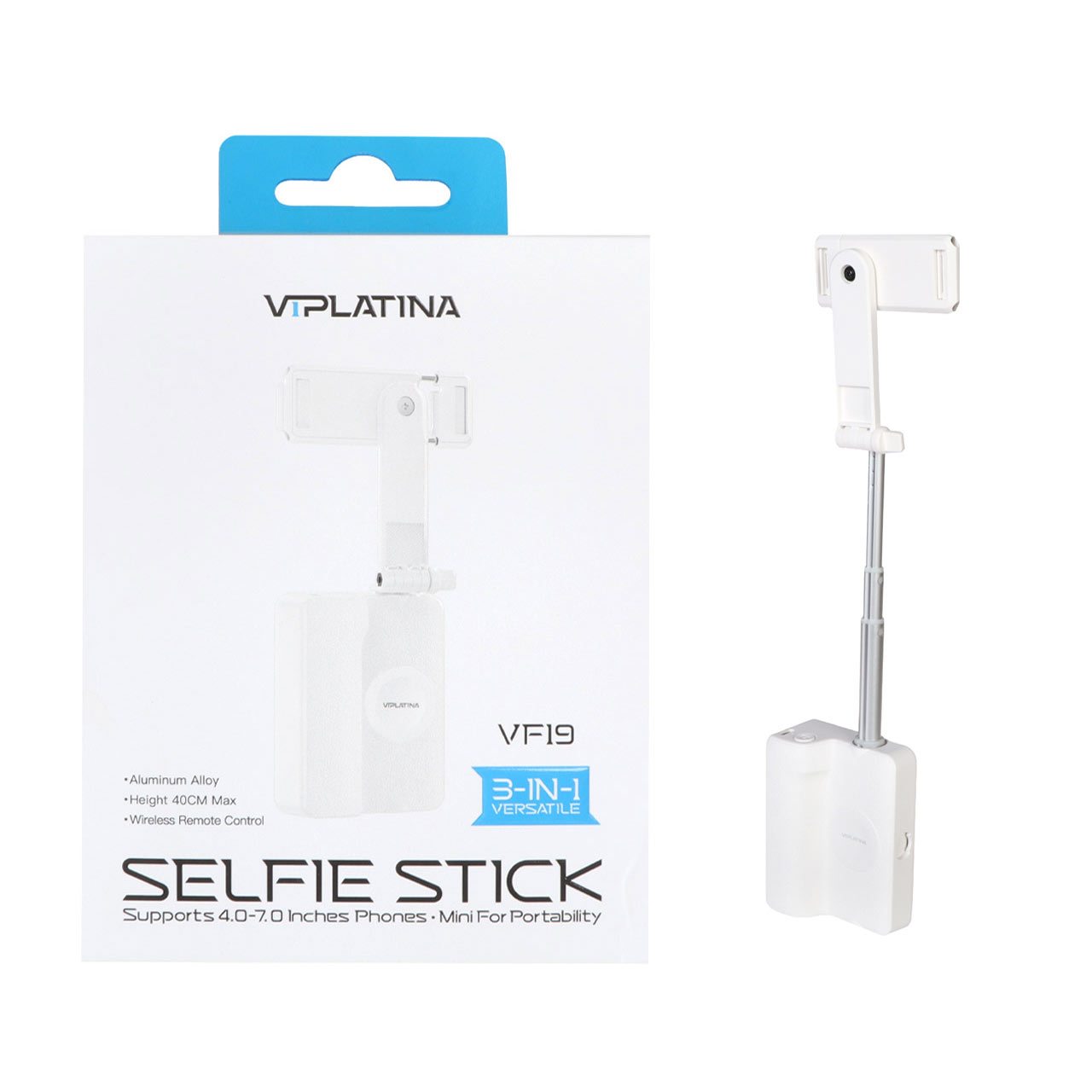 مونوپاد و  هولدر رومیزی VIPLATINA مدل VF19 ، ریموت‌دار، ارتفاع 40 سانتی‌متر- سفید (گارانتی 18 ماه تعویض نیکان همراه)
